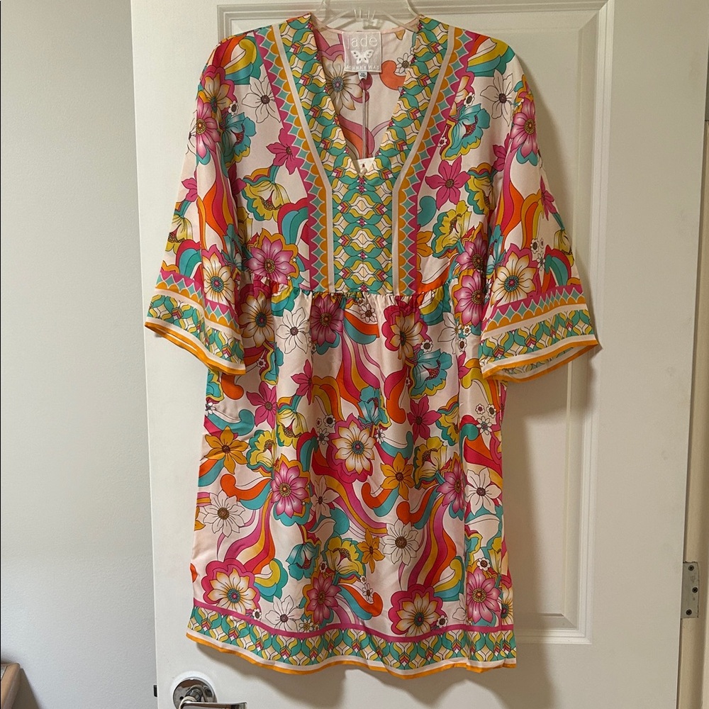 Johnny Was Multicolor Floral silk dress